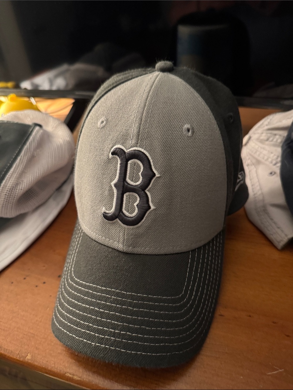 New Era Two-Tone Gray & Dark Gray Boston B Logo Hat